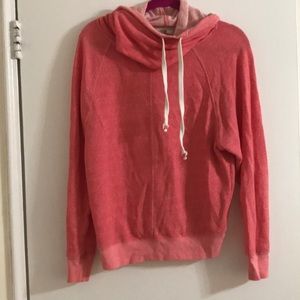 Coral Cowl Neck Sweatshirt